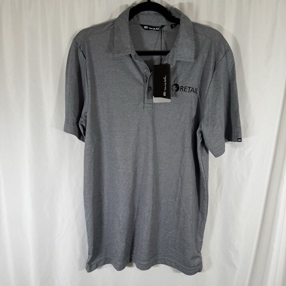 New Travis Mathew Polo Men's Medium Ocean Side Heather Retail Embroidered Logo